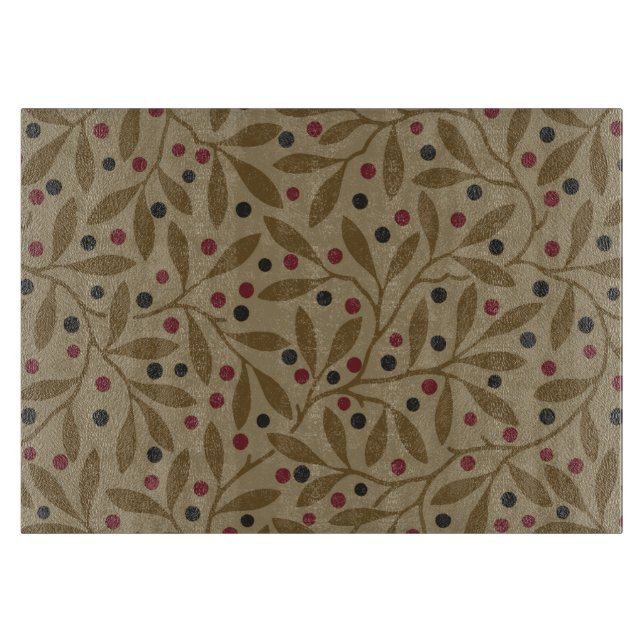 Leaf Berry Classic Colorful Pretty Pattern Art Cutting Board (Front)