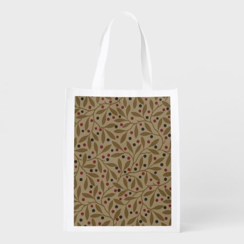 Leaf Berry Classic Colorful Pretty Pattern Art Grocery Bag