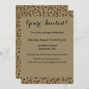 Leaf Berry Classic Colorful Pretty Pattern Art Invitation