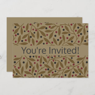 Leaf Berry Classic Colorful Pretty Pattern Art Invitation