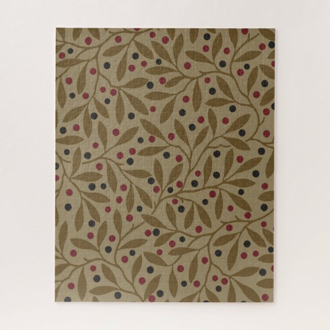 Leaf Berry Classic Colorful Pretty Pattern Art Jigsaw Puzzle (Vertical)