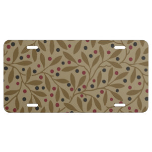 Leaf Berry Classic Colorful Pretty Pattern Art License Plate