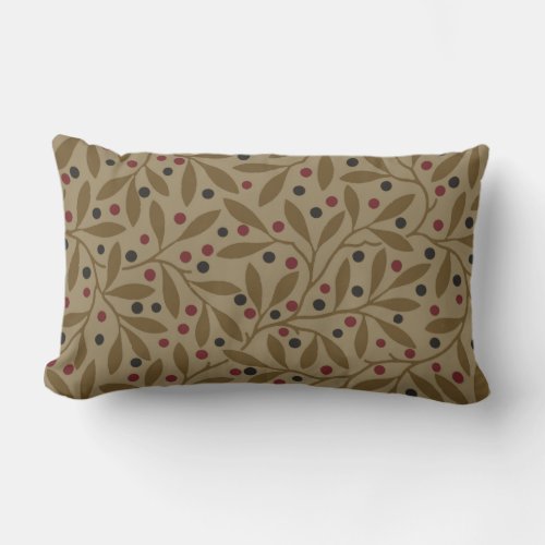 Leaf Berry Classic Colorful Pretty Pattern Art Lumbar Pillow