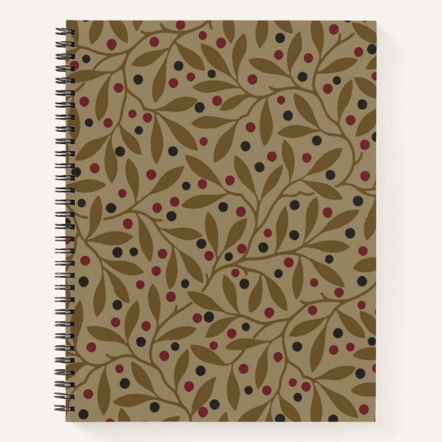 Leaf Berry Classic Colorful Pretty Pattern Art Notebook (Front)