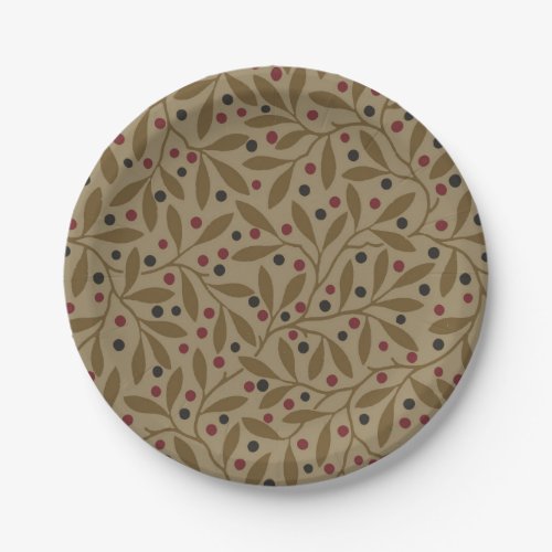 Leaf Berry Classic Colorful Pretty Pattern Art Paper Plates