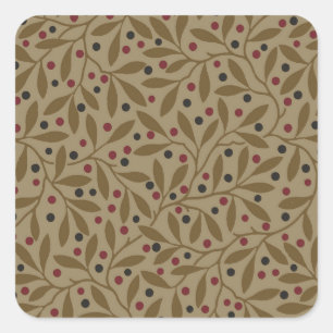 Leaf Berry Classic Colorful Pretty Pattern Art Square Sticker