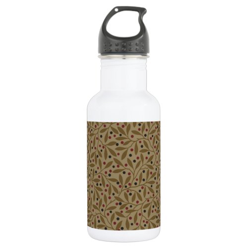 Leaf Berry Classic Colorful Pretty Pattern Art Stainless Steel Water Bottle