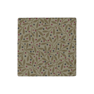 Leaf Berry Classic Colorful Pretty Pattern Art Stone Magnet