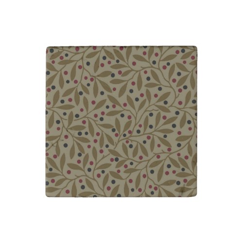 Leaf Berry Classic Colorful Pretty Pattern Art Stone Magnet
