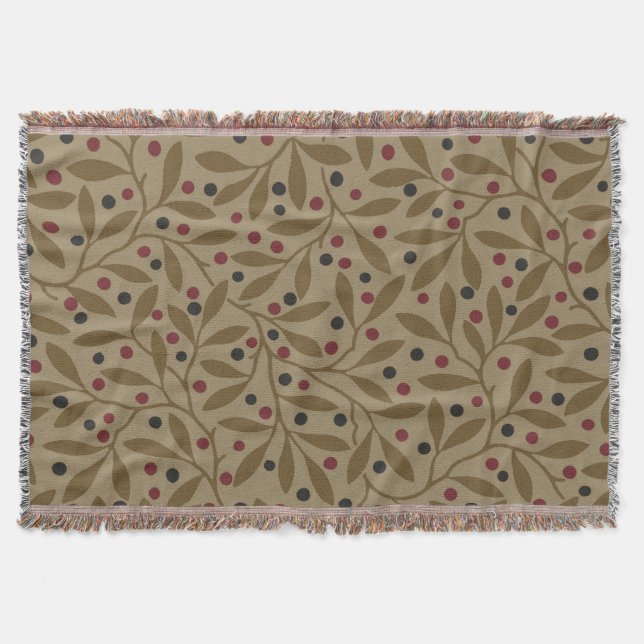 Leaf Berry Classic Colorful Pretty Pattern Art Throw Blanket (Front)