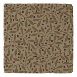 Leaf Berry Classic Colorful Pretty Pattern Art Trivet