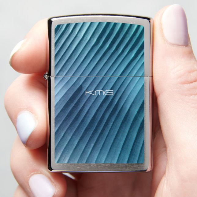 Leaf Blue Diagonal Zippo Lighter (In Hand)