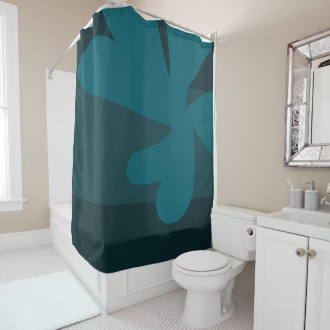 Leaf Blue Organicc Shower Curtain (In Situ)