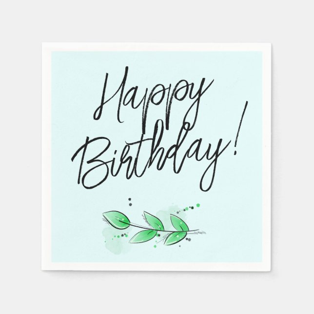 Leaf Botanical Birthday Napkins (Front)