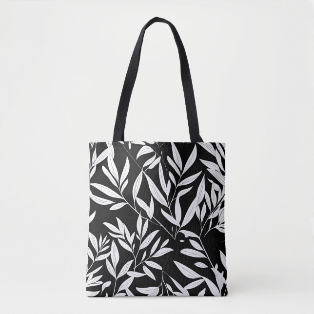 Leaf botanical print tote bag pattern (Front)