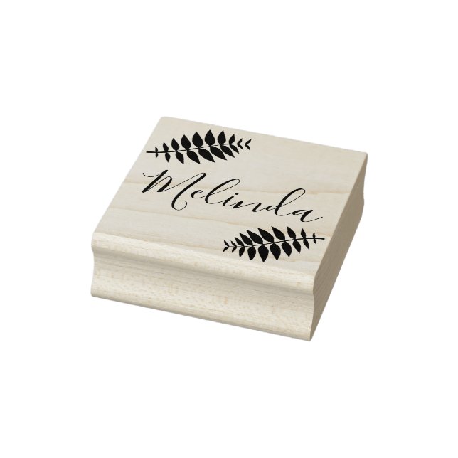 Leaf Branch - Personalize Rubber Stamp (Stamp)