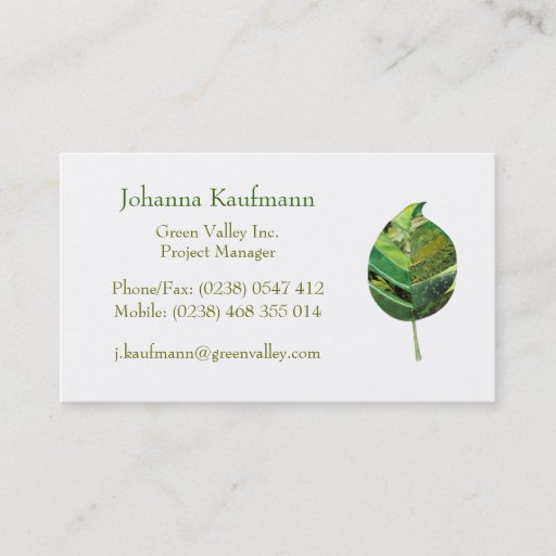 Customizable Leaf Business Cards