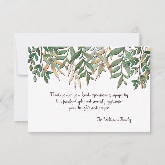 Leaf Canopy Sympathy Thank You Card (Front)