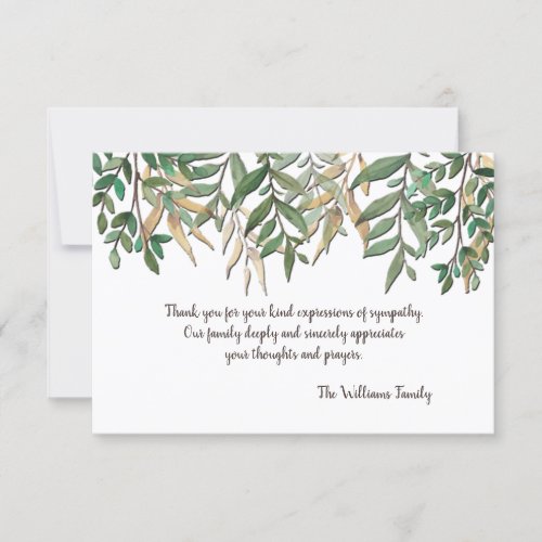 Leaf Canopy Sympathy Thank You Card