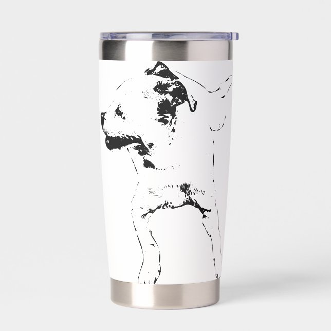 Leaf-Chase Pivot, Grinning Pup Insulated Tumbler (Left)