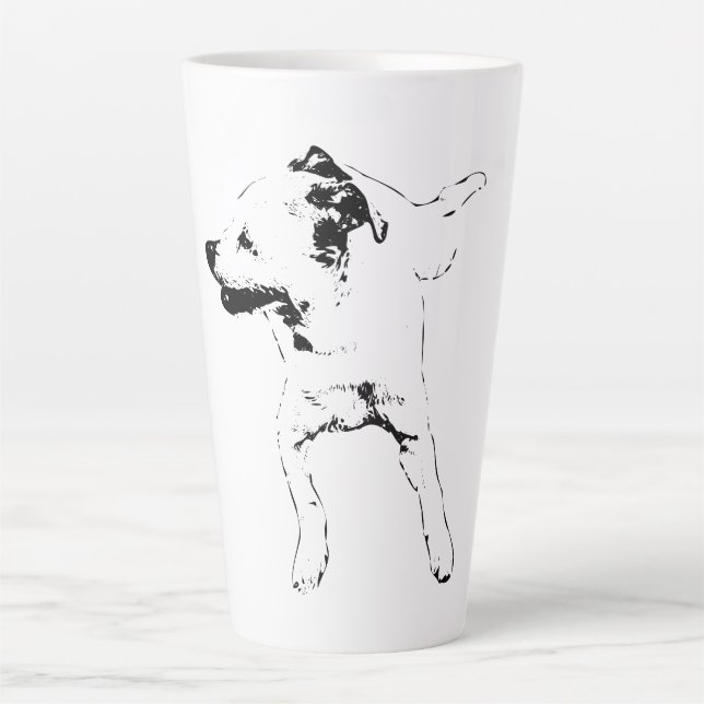 Leaf-Chase Pivot, Grinning Pup Latte Mug (Front)