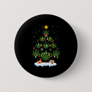 Leaf Christmas Tree Weed Stoner Xmas Premium Button