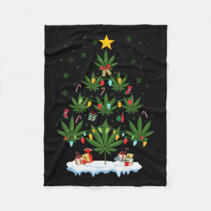 Leaf Christmas Tree Weed Stoner Xmas Premium Fleece Blanket