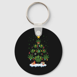 Leaf Christmas Tree Weed Stoner Xmas Premium Keychain