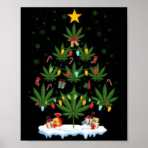 Leaf Christmas Tree Weed Stoner Xmas Premium Poster