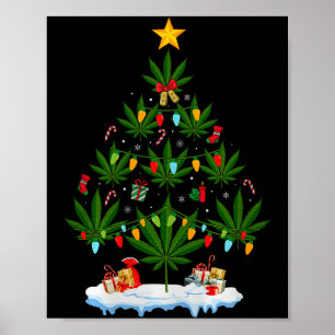 Leaf Christmas Tree Weed Stoner Xmas Premium Tri-b Poster