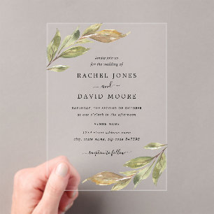 Leaf Clear Acrylic Wedding Invitation