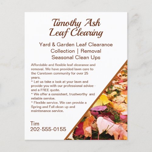 Leaf Clearing Clean Up Removal Promotional Flyer