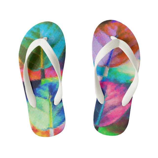 Leaf Colors Kid's Flip Flops (Footbed)