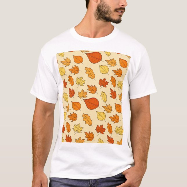 Leaf Concept: Autumn Symbol Pattern T-Shirt (Front)