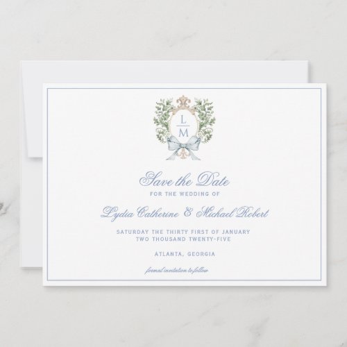 Leaf Crest w Bow  Save The Date