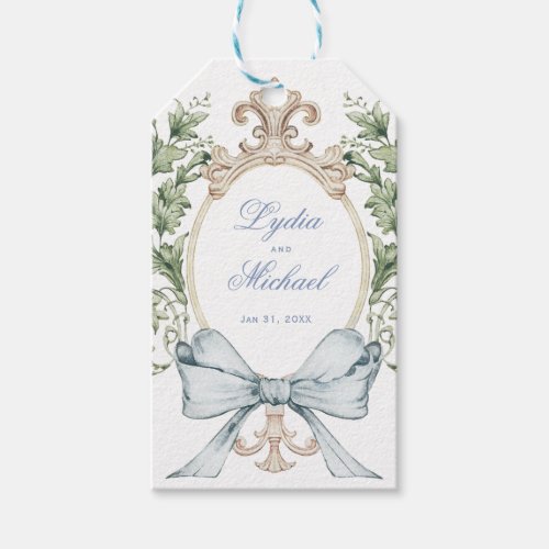 Leaf Crest w Bow  Wedding Gift Tags