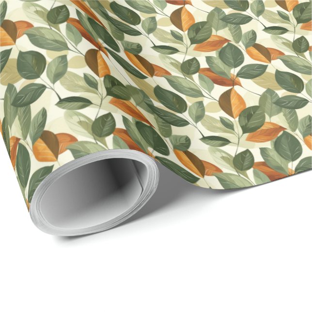 Leaf Design Gift Wrapping Paper with Leaves Fall (Roll Corner)