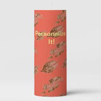 Leaf direct relief Nature Prints Pillar Candle