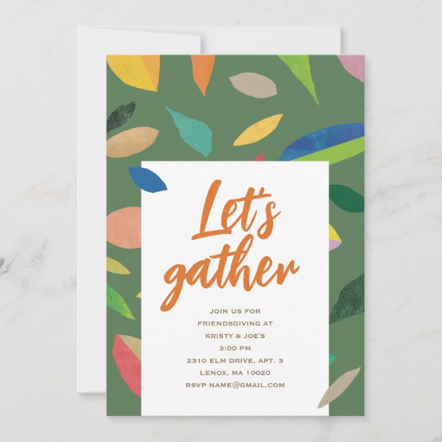 Leaf Drop Green Party Invitation (Front)