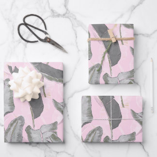 Leaf Echoes - Tropical Banana Leaf Pattern Green P Wrapping Paper Sheets