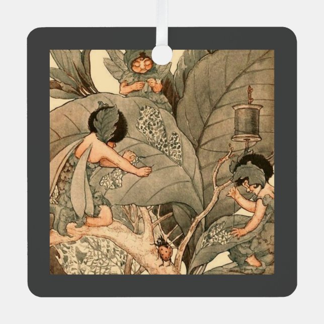 Leaf Faeries Mending Leaves Metal Ornament (Front)