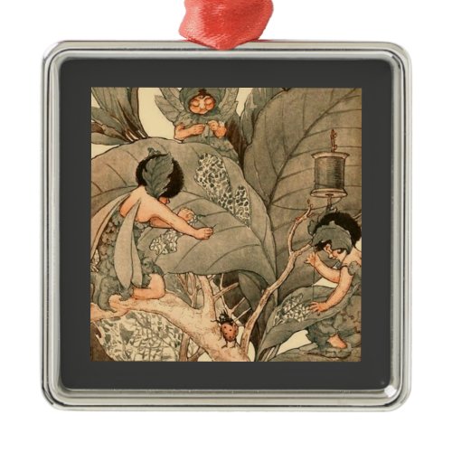 Leaf Faeries Mending Leaves Metal Ornament