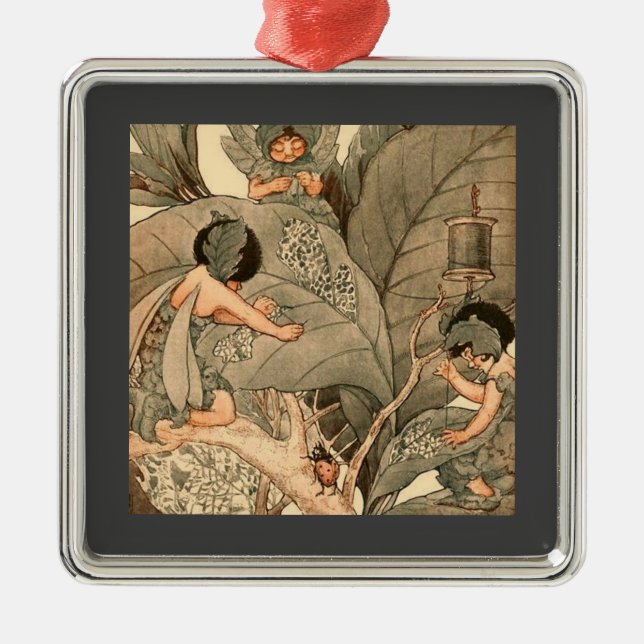Leaf Faeries Mending Leaves Metal Ornament (Front)