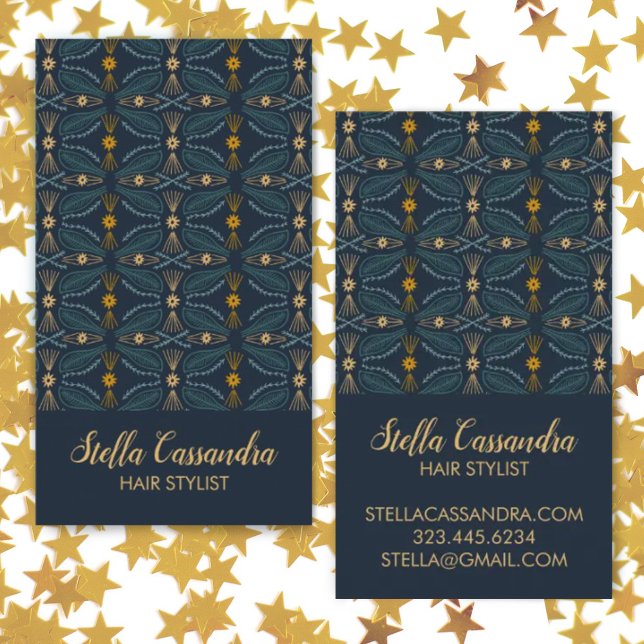 Leaf Feather Elegant Modern Tile Pattern Business Card (Creator Uploaded)