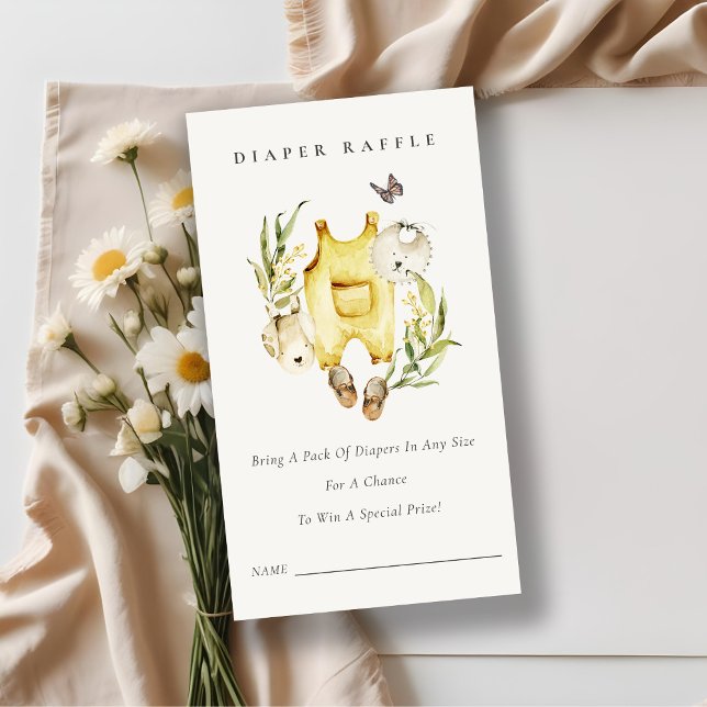 Leaf Foliage Clothe Diaper Raffle Baby Shower Enclosure Card (Creator Uploaded)