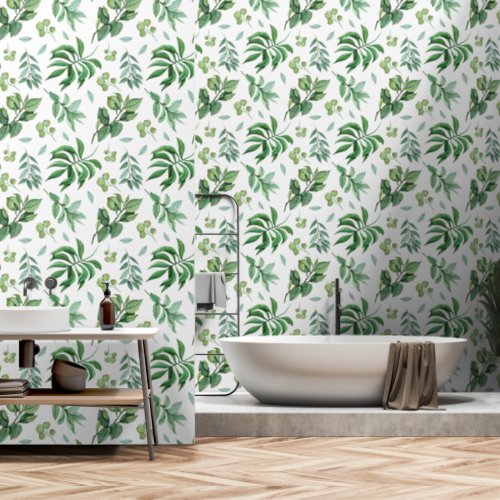 Leaf foliage greenery woodland forest green white wallpaper 