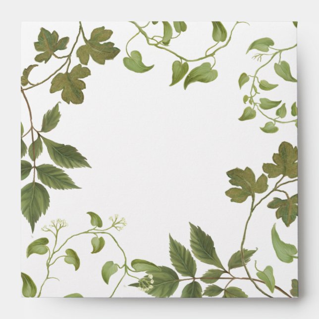Leaf Foliage Summer Fall BOHO Woods Forest Wedding Envelope (Front)