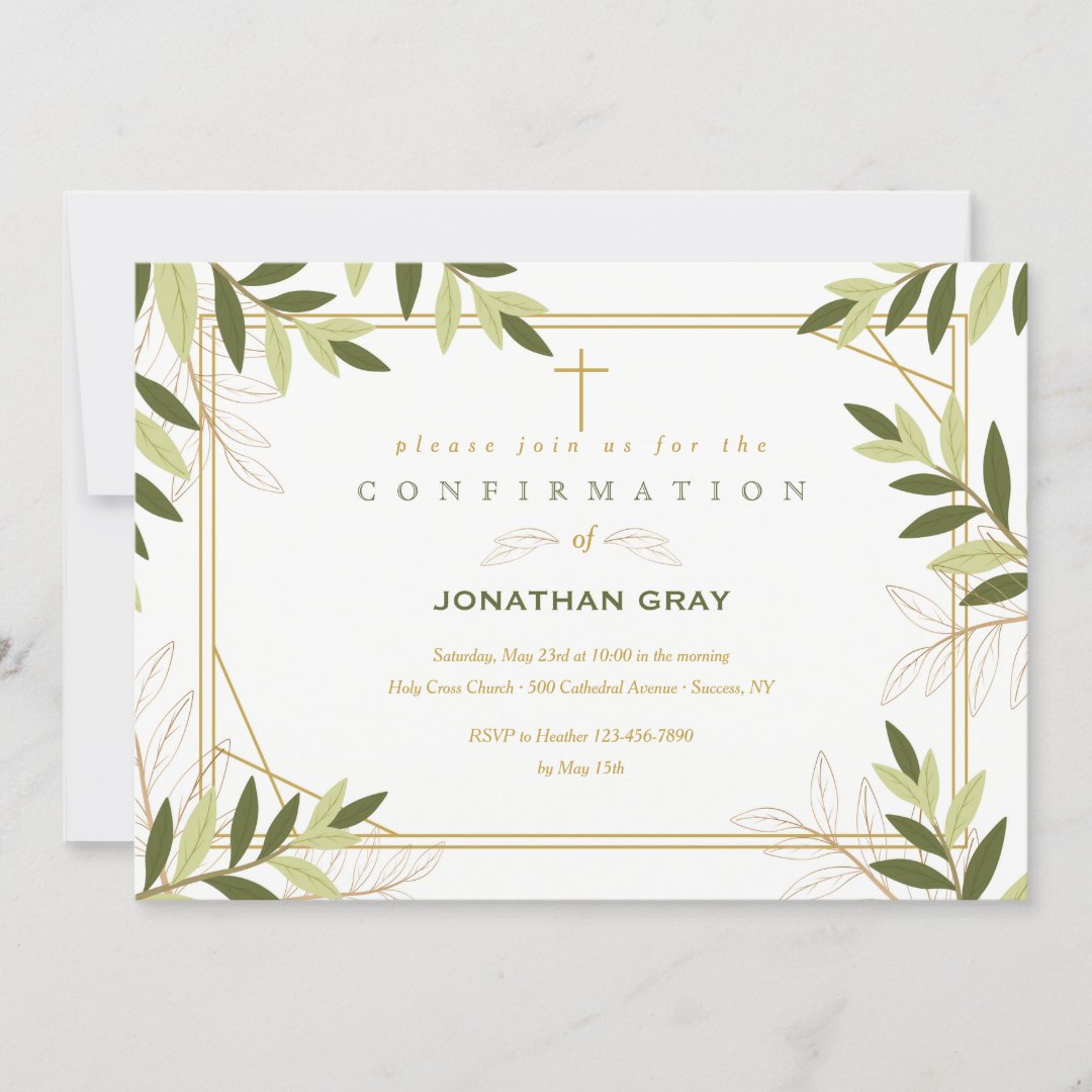 Leaf Frame Confirmation Invitation | Zazzle