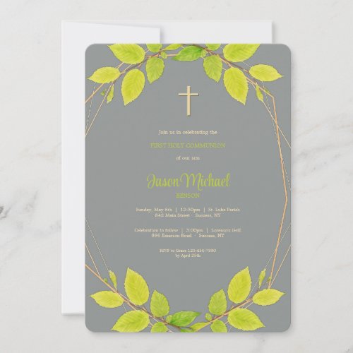 Leaf Frame Religious Invitations