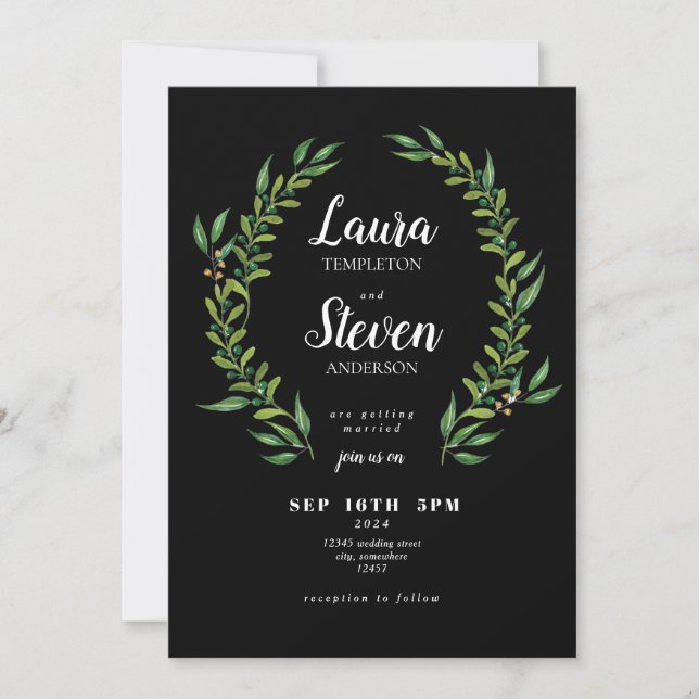 Leaf Frame Wedding  Invitation (Front)